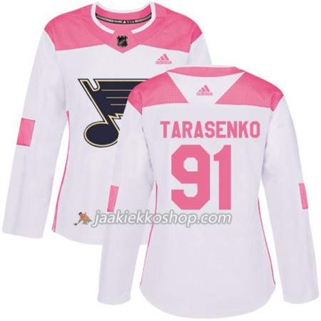 Nainen NHL St. Louis Blues Pelipaita Vladimir Tarasenko 91 Adidas 2017-2018 Valkoinen Vaaleanpunainen Fashion Authentic